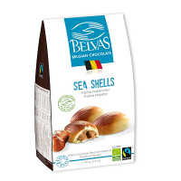 BELVAS Czekoladki belgijskie białe z nadzieniem orzech.sea shells bezgl. (100g) - BIO FAIR TRADE
